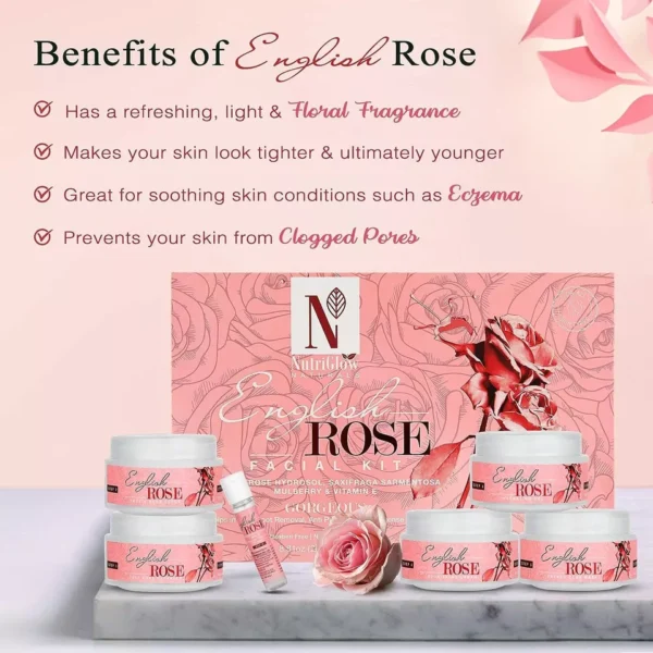 NUTRIGLOW Natural’s English Rose Facial Kit for Women with Rose Extracts - Image 2