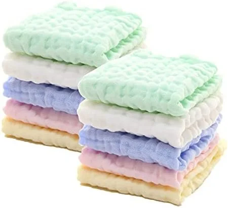 SKY-TOUCH 10pcs Muslin Baby Washcloths and Towels