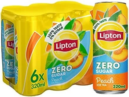 Lipton Zero Sugar, Peach Iced Tea, 320Mlx6